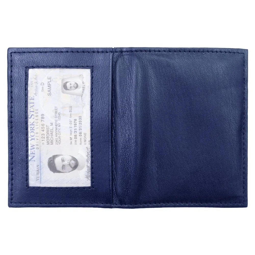 Genuine Leather Men Bifold Mini ID Holder Credit Card Case Organizer